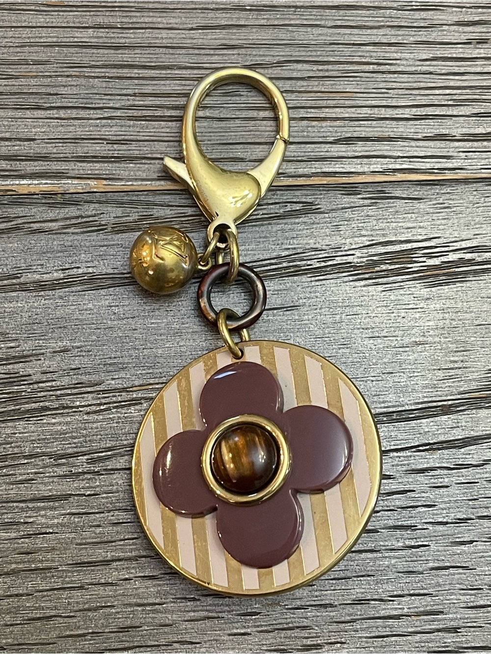 Louis Vuitton Gold-Tone Purple Rayures Bijou Sac Bag Charm